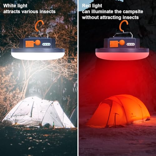 10000mAh Rechargeable Camping Light Insect Not Attract 4000LM Work Light White/Red/Pink/SOS Brightness Stepless Dimming, IP45 Waterproof Tent Light Power Failure for Halloween (Standard) - color: Standard
