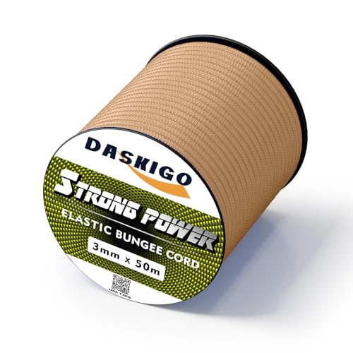 Elastic Bungee Shock Cord 3-8mm (Khaki, 1/8'' x 164FT) - color: Khaki, size: 1/8'' x 164FT
