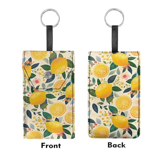 Tissues Purse Pocket Snap Button Enclosed Lemon Purse Tissue Holder with Hanging Rings Portable Travel Tissue Pouch for Daily Outgoing - color: Lemon