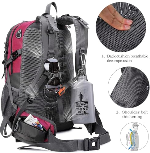 FENGDONG 40L Waterproof Lightweight Hiking,Camping,Travel Backpack for Men Women Red - color: A7- Red