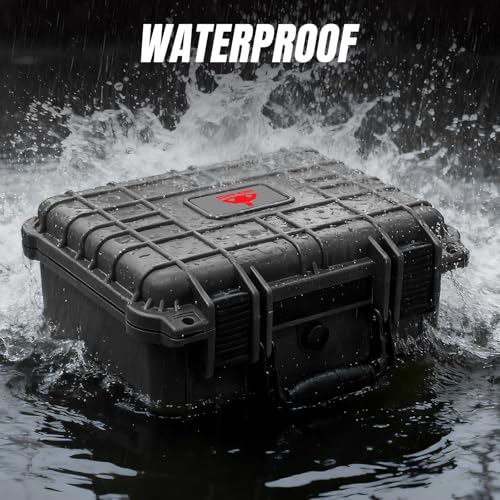Jack Boss Waterproof Hard Camera Case with Pre-cut Foam,black,updated | Portable Hard Shell Case With Updated Plastic Material,Fit Use of Drones,Camera,Equipments,13.6X11.4X6 Inch - color: BLACK-UPDATE, size: 13.6x11.4x6 in