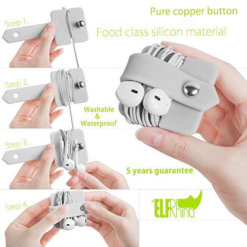 Silicone Earphone Organizer Earphone Wrap Winder Headphone Cord Organizer Wrap Winder Manager/Cable Winder 3 Pieces - color: White+transparent+grey