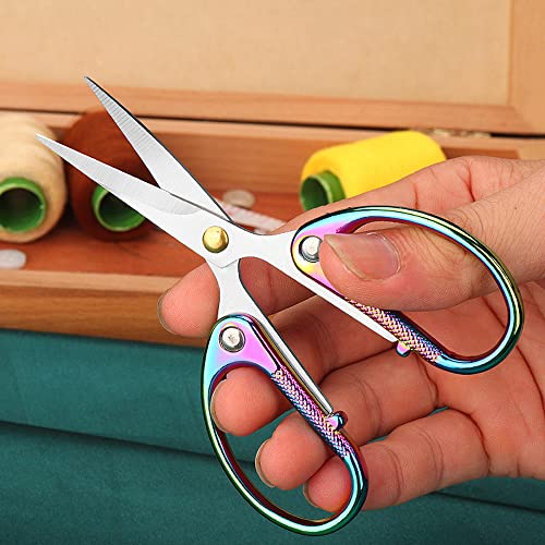 4.5" Cute Embroidery Scissors with Curved Tip for Sewing, Small Stainless Steel Sharp Scissors Craft Shear for DIY Craft Art Work Sewing Handicrafts Needlework Tool and Daily Use Colorful - color: Colorful