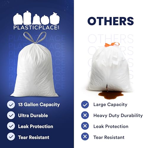 Plasticplace 4 Gallon White Drawstring Trash Bags,– 0.7 Mil Leak-Proof Garbage Liners for Small Trash Can,Bathroom,Kitchen,Office,and Car Use,200 Count (Pack of 2) - size: 200 Count (Pack of 2)