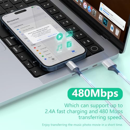 20FT Extra Long USB A to Lightning Charger Cable for iPhone,Apple MFi Certified Charger Cord, 6M Fast Charging Nylon Braided Charge Cord for iPhone 14 Pro Max/14/13Pro/12/11/X/XS/XR/8/7/6/iPad-Gray - color: Silver