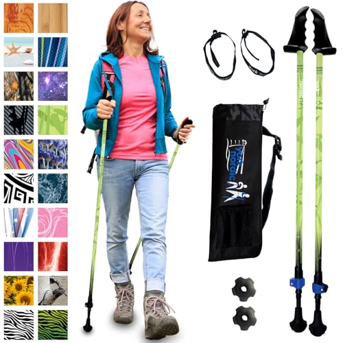 York Nordic Motivator Walking Poles for Balance and Rehab - Patented Stability Grips - Lightweight, Adjustable, and Collapsible - 2 Pieces Adjustable w/flip Locks - Heights 4'6" up to 6'2" - 230 lbs - color: Green Zen