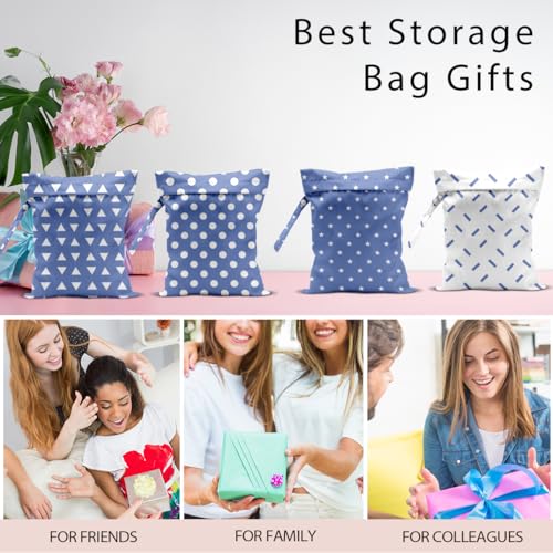 Wet Bag, 4Pcs Wet Dry Bag Set, Reusable Waterproof Bags with Triangle, Star, Diagonal & Dot Prints for Women, Versatile for Beach, Pool & Daily Use - color: Triangle & Star & Diagonal & Dot