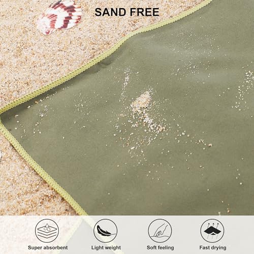 Rainleaf Microfiber Towel Quick Dry Camping & Travel & Gym Towel. Compact - color: Army Green, size: 72.00" x 40.00"