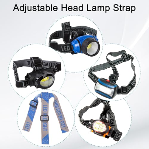 M METERXITY 3-Pack Headlamp Strap Replacement Headband, High Elastic Headlamp Adjustable Bicycles Head Band Belt for Flashlight Camping Riding [Gray Blue, Blue Pink, Black Red, 1.65"/42mm] - color: Gray Blue, Blue Pink, Black Red
