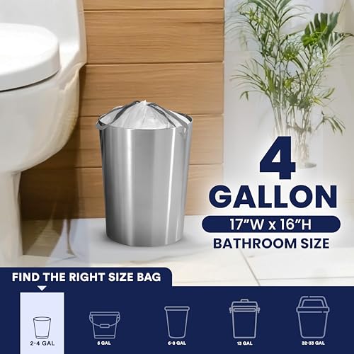 Plasticplace 4 Gallon White Drawstring Trash Bags,– 0.7 Mil Leak-Proof Garbage Liners for Small Trash Can,Bathroom,Kitchen,Office,and Car Use,200 Count (Pack of 2) - size: 200 Count (Pack of 2)