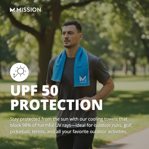 MISSION Max Plus Cooling Towel- Soft, Durable Microfiber - Cools Up to 3 Hours - UPF 50 Sun Protection - Machine Washable - color: Drift Otter