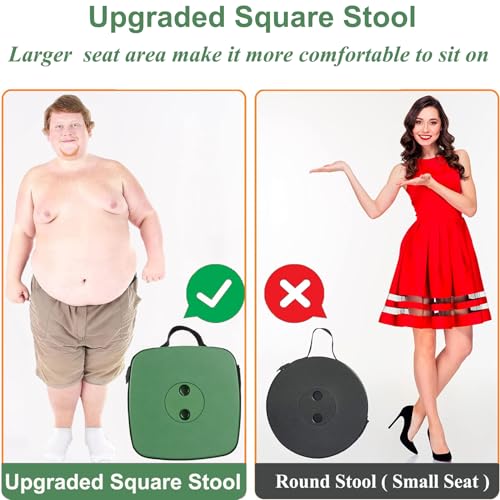Fishboy Upgraded Collapsible Stool, 400lbs Max Weight, Lightweight But Sturdy, Portable Retractable Folding Telescoping Foldable Camping Stool for Adults Outdoor Fishing Hiking BBQ - color: All Army Green, size: 1 Pack