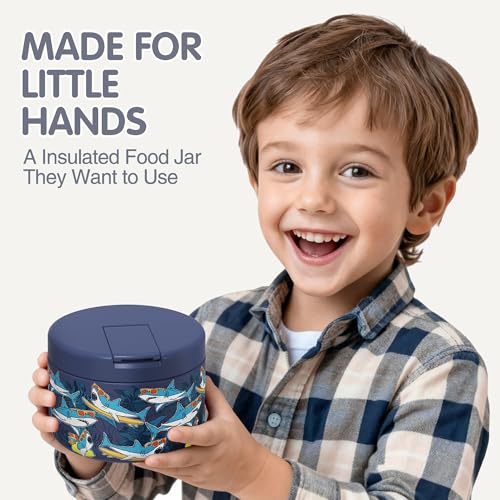 LOHASOK Kids Insulated Thermo for Hot Food Soup, 12oz - color: Blue Shark, size: 12 ounces