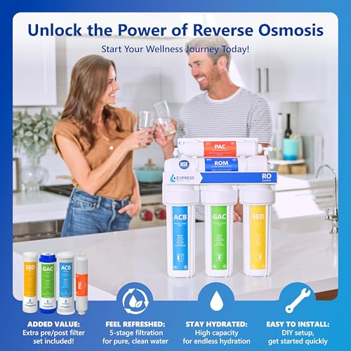 Express Water RO5DX, 5-Stage Under Sink Reverse Osmosis System, 50 GPD | NSF Certified 372 & 58, Deluxe Chrome Facuet, Reduces up to 99.99% of Impurities, Leak Detection - color: Chrome, style: 5 Stage