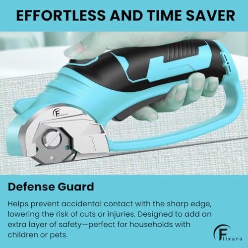 Cordless Electric Scissors 3.6V – Rechargeable Rotary Blade Cardboard Cutter with Safety Lock, Ergonomic Grip & USB Charging – Perfect for Cardboard, Fabrics, Leather & DIY Projects - Blue - color: Blue