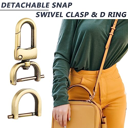 4pcs Detachable Snap Hook Swivel Clasp with 4pcs D-Rings Screw in Shackle for DIY Purse Strap Replacement (Brass,1 inch) - color: Brass, size: 1 inch