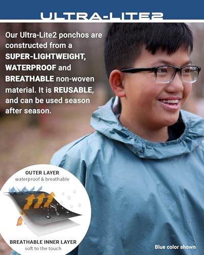 FROGG TOGGS Ultra-lite2 Waterproof, Breathable Rain Poncho - color: Carbon Black, style: Youth