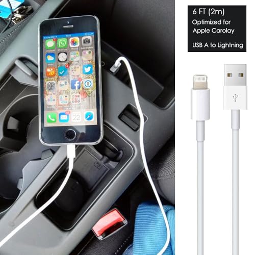 6ft USB A to Lightning Cable for iPhone 14, Carplay Cable Compatible for iPhone 14 pro max,13 Plus,SE 2nd/12/11/Xs/XR, Fast Charging Power Cord AirPods Pro, AirPods (2nd/3nd Gen) Earbuds, AirPods Max - color: White, size: 6FT, style: USB A to Lightning