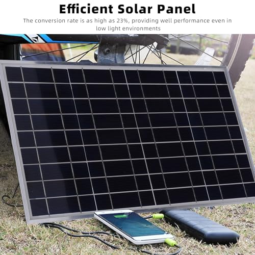 Sanpyl 100W 12V Solar Panel Kit, Portable Monocrystalline Silicon Solar Panel with Controller for Travel Outdoor, IP67 Water Proof, for RV Boat Trailer Automotive