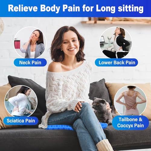 20" Gel Seat Cushion for Long Sitting Pressure Relief - Jumbo & Thick Gel Cushions for Office Chairs - Tailbone Pain Relief Cushion, Sciatica & Back Support, Wheelchair Cushions & Car Seat Cushion - color: Blue, size: Jumbo Thick - 20×19.8×1.96inch