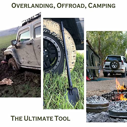 iunio 35in Folding Survival Shovel, Heavy-Duty Carbon Steel Military Shovel, Entrenching Tool for Disaster Recovery, Car Emergency, Camping, Off-Road, Gardening, Backpacking, and Metal Detecting - size: 35in Premium E-tool