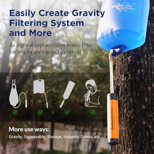Membrane Solutions Personal Water Filter Straw S1 - color: Orange, style: 6 Pack