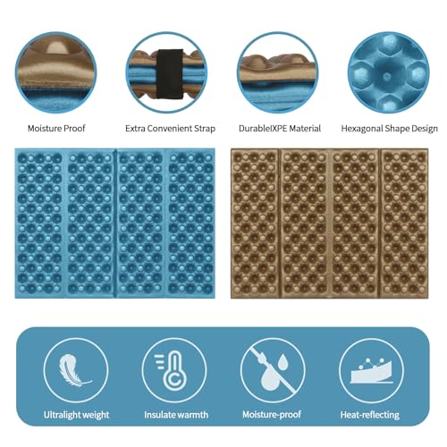 FOCHIER F Stadium Seat Pad, Camping Foam Pad, Foldable Z Stadium Seat Cushion Insulated Sitting Pad for Camping Backpacking Stadium Outdoor Picnic, Hiking, Mountaineering,Bleachers - color: Blue 4pc