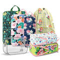 7 Piece Travel Compression Packing Cubes - Gingham Floral | Foldable Toiletry Kit, Efficient Suitcase Packing, Carry-On Compatible Travel Essentials with Lovely Flower Print, Green - color: Black-1