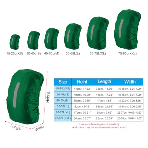 PATIKIL Waterproof Backpack Rain Cover, Non-Slip Backpack Cover with Vertical Reflective Strap Stay Dry for Hiking, Camping, Hunting - color: Dark Green, size: Large