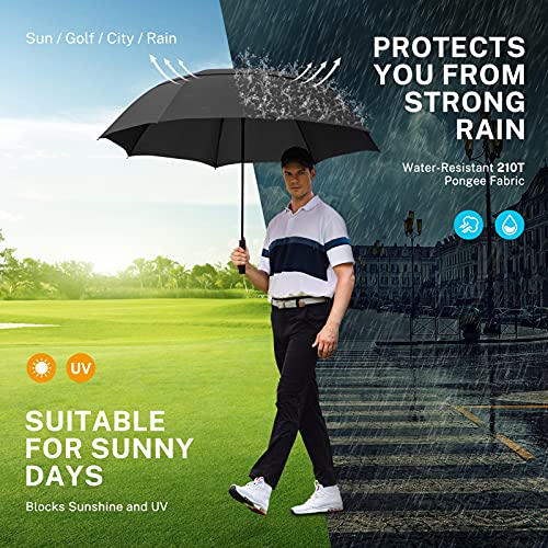 Gonex 62/68/72/80 Inch Golf Umbrella, Auto Open, Windproof, UV Protection - color: Black, size: 62 inch