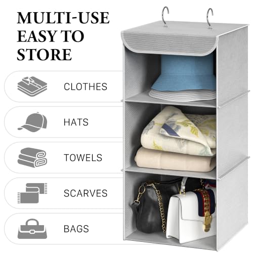 Simple Houseware 3 Shelf Hanging Closet Organizer, Gray - color: Grey