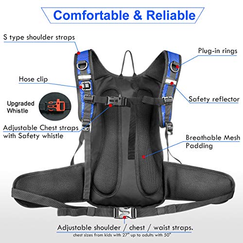 Mothybot Hydration Pack, Insulated Hydration Backpack with 2L BPA Free Water Bladder and Storage, Hiking Backpack for Men, Women, Kids for Running, Cycling, Camping - Keep Liquid Cool up to 5 Hours - color: Dark Blue