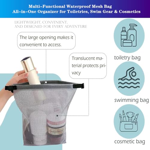 Waterproof Roll Top Dry Storage Bag, 2-Pack Lightweight Foldable Organizer Toiletry Bag, Multi-Purpose Dry Wet Separation Pouch for Travel, Commute, Gym, Swimming, Camping, Cosmetics, Fragile Items