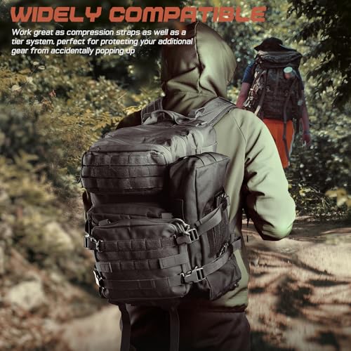 Molle Attachment Strap for Tactical Military backpack 24"Adjustable | Compression Tie Down Strap to Secure Gear Tripod Sleeping Bag Modular Accessories Strap for Rush Tier System,Heavy Duty Nylon - color: Black 4Packs, style: Style A