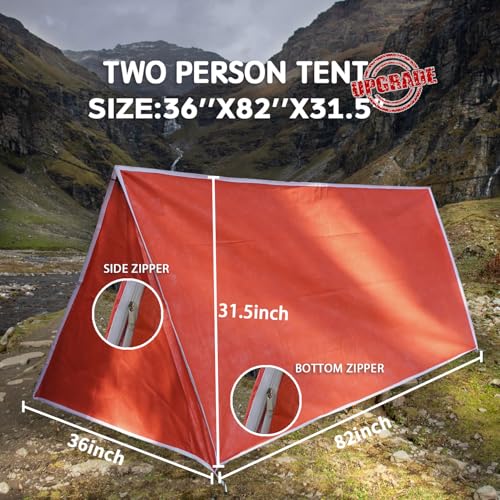 LYN Extra Large Zipper Reusable Survival Emergency Shelter Tent,Thermal Waterproof Fireproof Lightweight Bugout, with Paracord✚Stake for Camping,First Aid,Hiking&Bushcraft - size: Medium