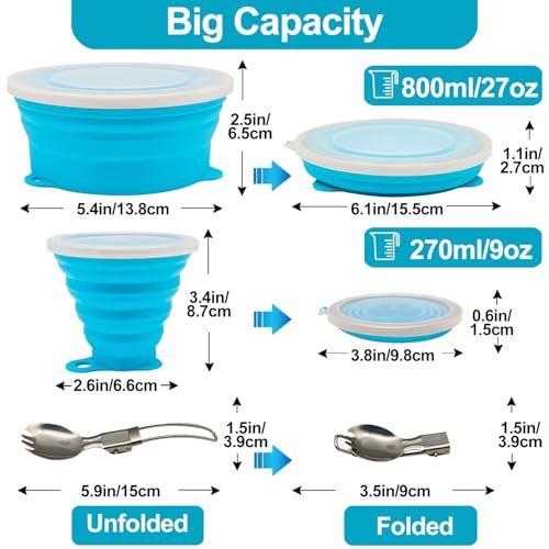 Mess Kit for Camping 2 Pack - color: Blue+Green