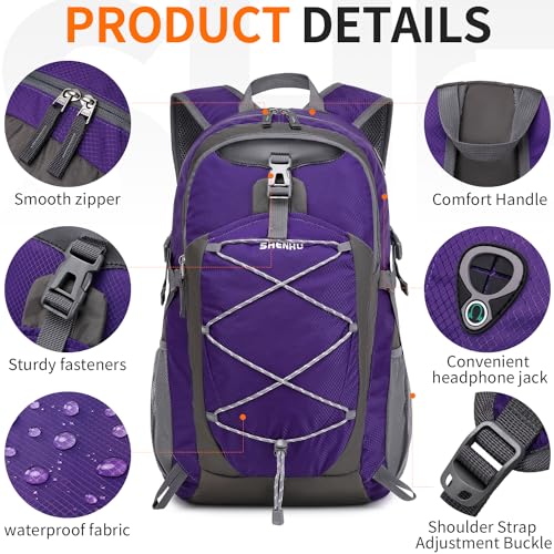 40L Hiking Backpack Lightweight Daypack Waterproof Travel Camping Backpack for Men Women Sport Packable - color: A6-purple