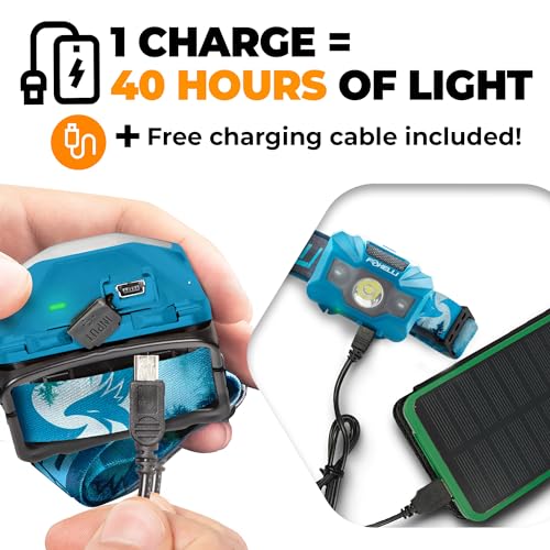 Foxelli USB‑C Rechargeable LED Headlamp – Ultra‑Light 2.4 oz & Bright 180 Lumens – Red/White Light, 5 Modes, IPX5 Waterproof, 40 h Runtime for Trail Running, Camping, Hiking - color: Forest