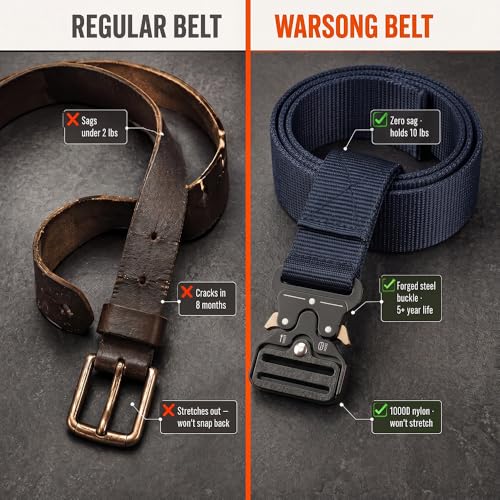 Warsong Tactical Belt, Nylon Web Belt, Quick-Release Metal Buckle - color: Blue, size: Length size: 46" - 50"