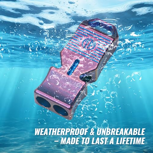 TACRAY Titanium Emergency Survival Whistle, Portable Necklace Whistle, Loud Whistle up to 120~130db, Good for Life Saving, Hiking, Camping, and Pet Training - color: Purple