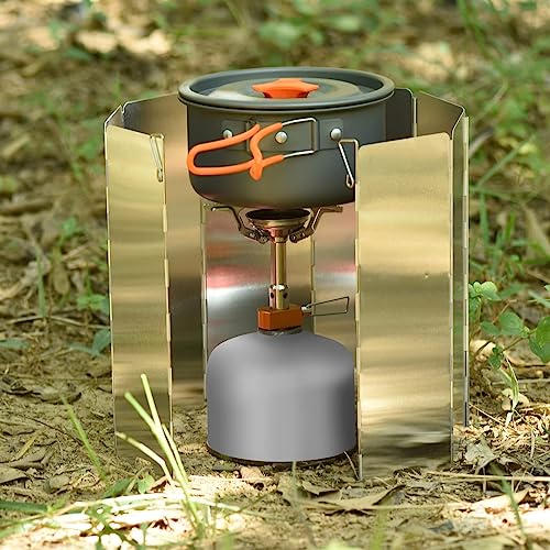 8 Plates Camping Stove Windscreen Folding Outdoor Stove Windshield Camp Stove Wind Screen Aluminium Alloy Windshield for Butane Burner Grill Wind Blocker Shield - size: 8 Plates Windscreen