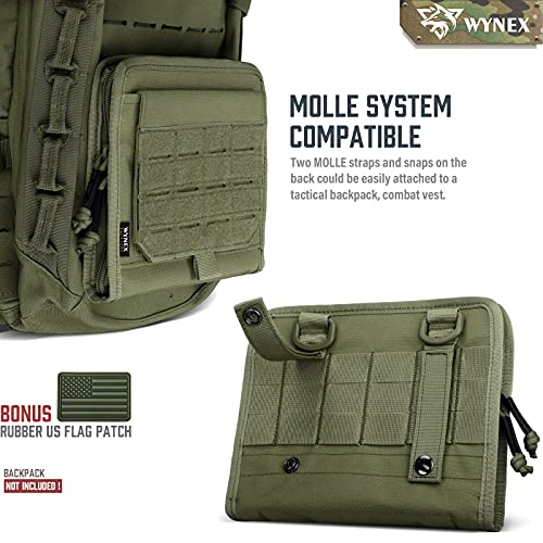 WYNEX Tactical Molle Admin Pouch, Laser-Cut, EDC Organizer Tool Pouch | Utility Organizer EDC Medical Bag, EDC Pocket Modular Pouch, Tactical Accessories EDC Pouch, Include U.S Patch - color: Army Green