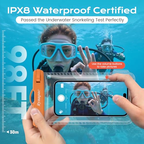 Rynapac Waterproof Phone Pouch 2 Pack, Waterproof Phone Case, [Up to 8.5''] | Face Unlock, Touchscreen, Durable IPX8 Dry Bag for iPhone 17 16 15 Pro Max, Includes Lanyard, Beach & Cruise Essentials 2026 - color: [Pink + Mint] Waterproof Phone Pouch
