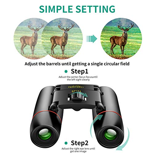 POLDR 12X25 Small Pocket Binoculars Compact for Adults - size: 12X25
