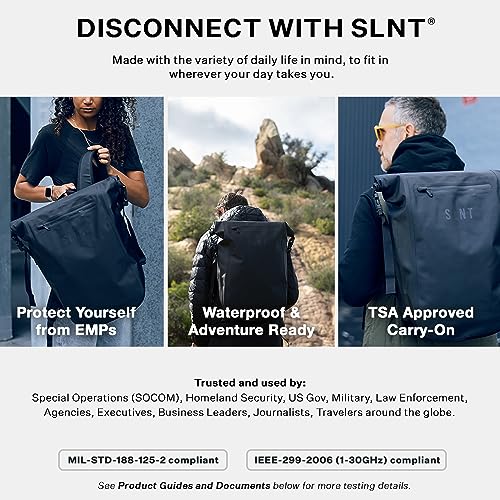 SLNT Faraday Backpack - Waterproof Signal Blocking Dry Bag (20 Liter) | Fits 17 Inch Laptop, Padded Shoulder Straps, 400D Waterproof Nylon TPU, RF-Welded Seams, Roll-Top Closure - size: 20L