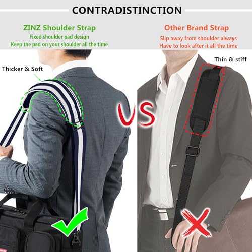 ZINZ Bag Shoulder Strap, Padded Adjustable Shoulder Strap Replacement - color: Stripes-buwbu, size: 57"