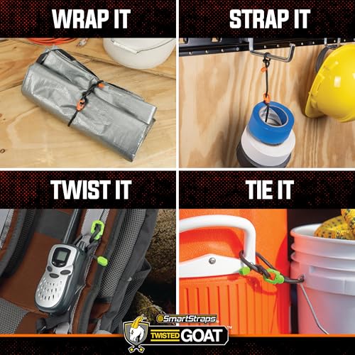SmartStraps Twisted Goat 24" Heavy Duty Reusable Cinch Ties, 2-Pack, Orange