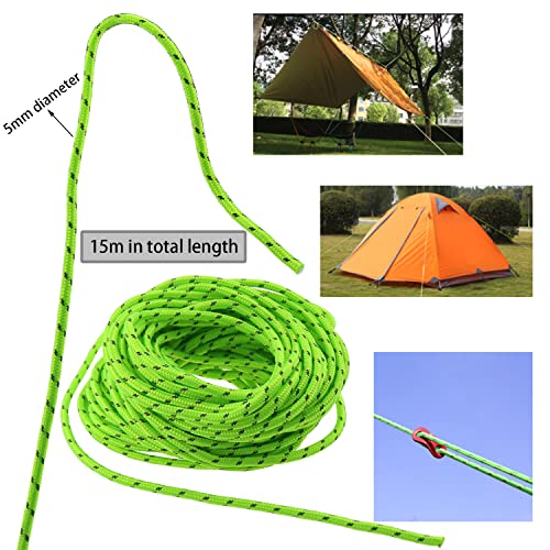 DGZZI 5mm 16.4 Yard Outdoor Camping Luminous Rope Tent Rope Camping Cord Paracord 49 Feet Clothesline