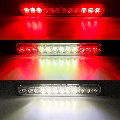 2pcs 12LED Red and White Led Light-Head Emergency Beacon Hazard Warning Light Flashing Strobe Light Bar Recovery Breakdown Surface Mount for Construction Vehicle Car Truck Trailer Caravan 12-24V - color: Red&White