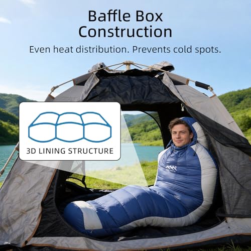 Down Sleeping Bag with Pillow,Ultralight and Compact - color: Blue, size: Extra Large 20°F